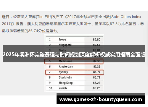 2025年澳洲杯完整赛程与时间规划深度解析权威实用指南全面版